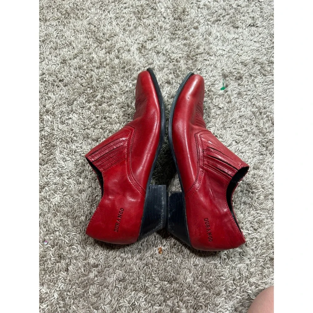 VTG Durango Red Leather Western Point Toe Boots 7.5 Southwestern Cowboy Retro